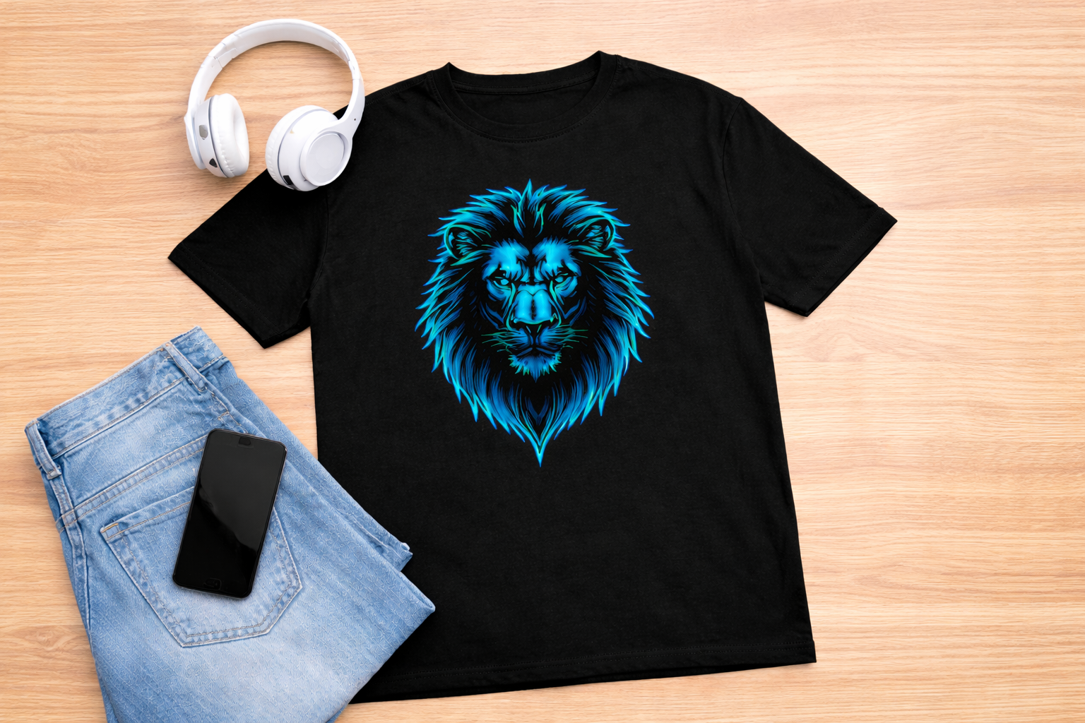 Neon Lion – Bold Statement T-Shirt